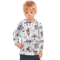 Seamless Pattern With Cute Sloths Sleep More Kids  Hooded Pullover by Vaneshart