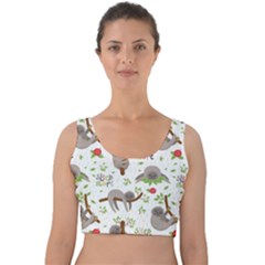 Seamless Pattern With Cute Sloths Sleep More Velvet Crop Top by Vaneshart