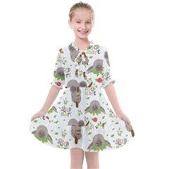 Seamless Pattern With Cute Sloths Sleep More Kids  All Frills Chiffon Dress by Vaneshart