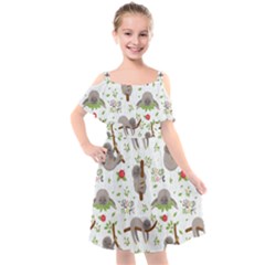 Seamless Pattern With Cute Sloths Sleep More Kids  Cut Out Shoulders Chiffon Dress by Vaneshart