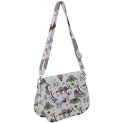 Seamless Pattern With Cute Sloths Sleep More Saddle Handbag by Vaneshart