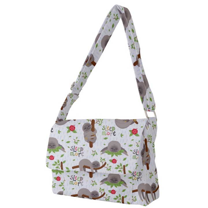 Seamless Pattern With Cute Sloths Sleep More Full Print Messenger Bag (L)