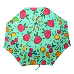 Various Fruits With Faces Seamless Pattern Folding Umbrellas by Vaneshart