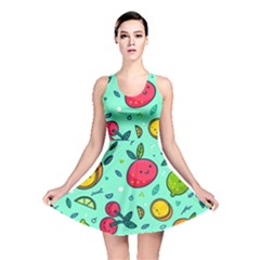 Various Fruits With Faces Seamless Pattern Reversible Skater Dress by Vaneshart