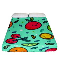 Various Fruits With Faces Seamless Pattern Fitted Sheet (king Size) by Vaneshart