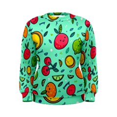 Various Fruits With Faces Seamless Pattern Women s Sweatshirt by Vaneshart