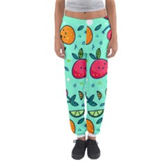 Various Fruits With Faces Seamless Pattern Women s Jogger Sweatpants by Vaneshart