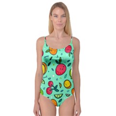 Various Fruits With Faces Seamless Pattern Camisole Leotard 