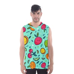 Various Fruits With Faces Seamless Pattern Men s Basketball Tank Top by Vaneshart