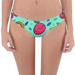 Various Fruits With Faces Seamless Pattern Reversible Hipster Bikini Bottoms by Vaneshart