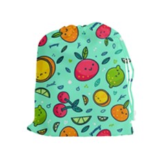 Various Fruits With Faces Seamless Pattern Drawstring Pouch (xl) by Vaneshart