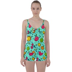 Various Fruits With Faces Seamless Pattern Tie Front Two Piece Tankini by Vaneshart