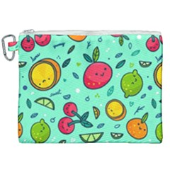 Various Fruits With Faces Seamless Pattern Canvas Cosmetic Bag (xxl) by Vaneshart