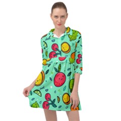 Various Fruits With Faces Seamless Pattern Mini Skater Shirt Dress by Vaneshart