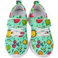 Various Fruits With Faces Seamless Pattern Kids  Velcro Strap Shoes by Vaneshart