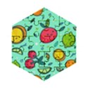 Various Fruits With Faces Seamless Pattern Wooden Puzzle Hexagon View1