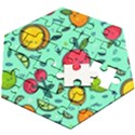 Various Fruits With Faces Seamless Pattern Wooden Puzzle Hexagon View2