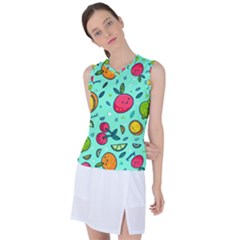 Various Fruits With Faces Seamless Pattern Women s Sleeveless Sports Top by Vaneshart