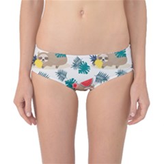 Cute Lazy Sloth Summer Fruit Seamless Pattern Classic Bikini Bottoms by Vaneshart