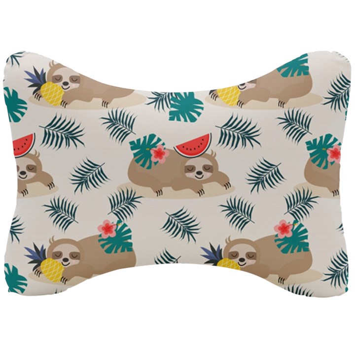 Cute Lazy Sloth Summer Fruit Seamless Pattern Seat Head Rest Cushion