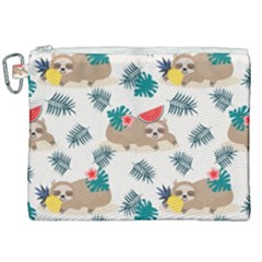 Cute Lazy Sloth Summer Fruit Seamless Pattern Canvas Cosmetic Bag (xxl) by Vaneshart