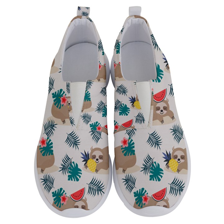 Cute Lazy Sloth Summer Fruit Seamless Pattern No Lace Lightweight Shoes