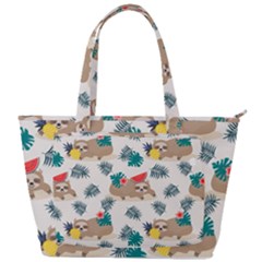 Cute Lazy Sloth Summer Fruit Seamless Pattern Back Pocket Shoulder Bag  by Vaneshart