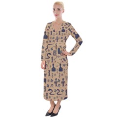 Vintage Tribal Seamless Pattern With Ethnic Motifs Velvet Maxi Wrap Dress by Vaneshart