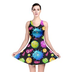 Seamless Background With Colorful Virus Reversible Skater Dress by Vaneshart