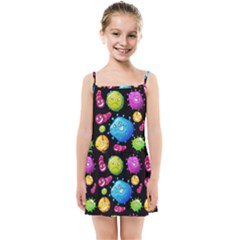 Seamless Background With Colorful Virus Kids  Summer Sun Dress by Vaneshart