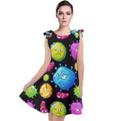 Seamless Background With Colorful Virus Tie Up Tunic Dress