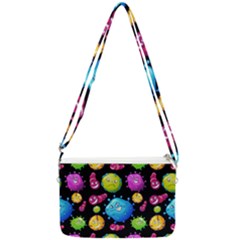 Seamless Background With Colorful Virus Double Gusset Crossbody Bag by Vaneshart