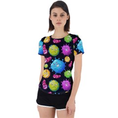 Seamless Background With Colorful Virus Back Cut Out Sport Tee