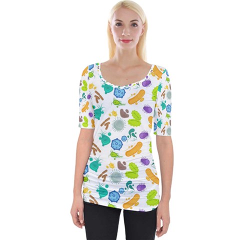 Bacteria Virus Seamless Pattern Wide Neckline Tee by Vaneshart