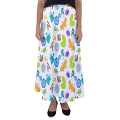 Bacteria Virus Seamless Pattern Flared Maxi Skirt by Vaneshart