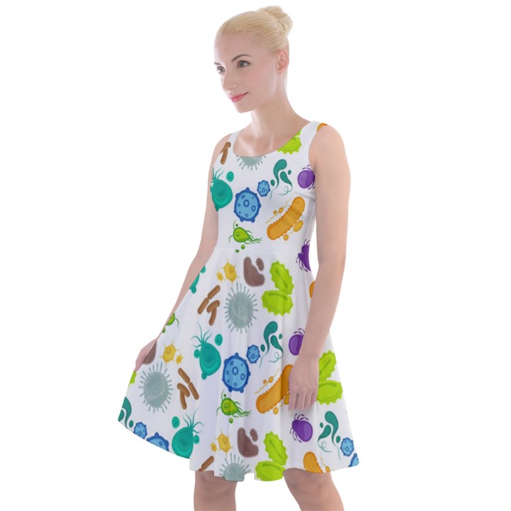 Bacteria Virus Seamless Pattern Knee Length Skater Dress