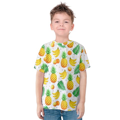 Tropical Fruits Pattern Kids  Cotton Tee by Vaneshart