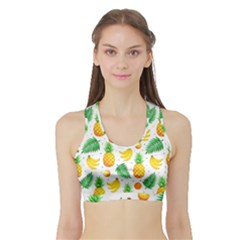 Tropical Fruits Pattern Sports Bra With Border by Vaneshart