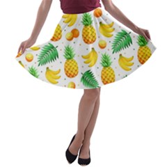 Tropical Fruits Pattern A-line Skater Skirt by Vaneshart