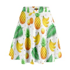 Tropical Fruits Pattern High Waist Skirt by Vaneshart