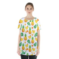 Tropical Fruits Pattern Skirt Hem Sports Top by Vaneshart