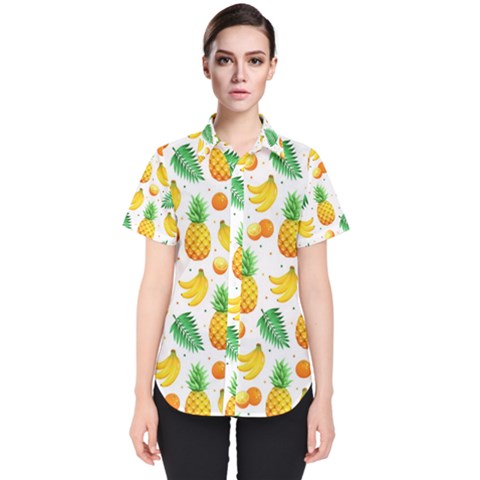 Tropical Fruits Pattern Women s Short Sleeve Shirt by Vaneshart