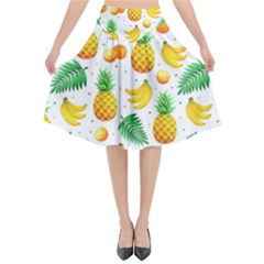 Tropical Fruits Pattern Flared Midi Skirt by Vaneshart