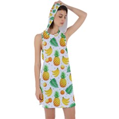 Tropical Fruits Pattern Racer Back Hoodie Dress