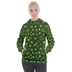 Seamless Pattern With Viruses Women s Hooded Pullover