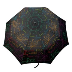 Mathematical Colorful Formulas Drawn By Hand Black Chalkboard Folding Umbrellas by Vaneshart