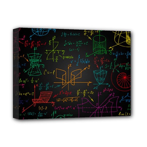 Mathematical Colorful Formulas Drawn By Hand Black Chalkboard Deluxe Canvas 16  X 12  (stretched)  by Vaneshart