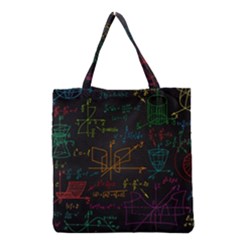 Mathematical Colorful Formulas Drawn By Hand Black Chalkboard Grocery Tote Bag by Vaneshart