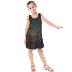 Mathematical Colorful Formulas Drawn By Hand Black Chalkboard Kids  Sleeveless Dress by Vaneshart