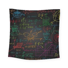 Mathematical Colorful Formulas Drawn By Hand Black Chalkboard Square Tapestry (small) by Vaneshart